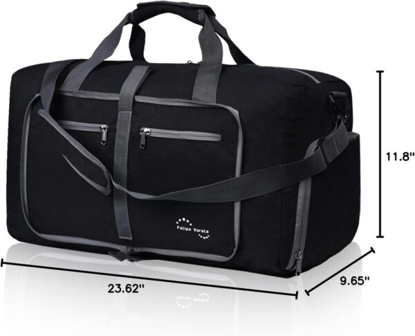 Felipe Varela Duffle Bag with Shoes Compartment and Adjustable Strap,Foldable Travel Duffel Bags for Men Women,Waterproof Duffel Bags - Image 7