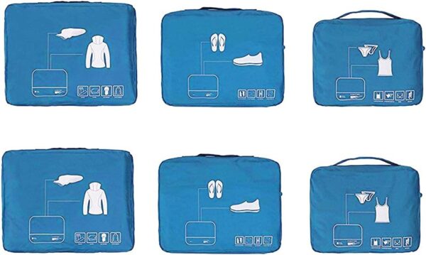 Packing Cubes Set Travel Luggage Organizers Suitcase Lightweight Accessories (Sky Blue) - Image 3