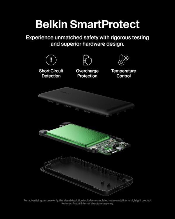 Belkin Power Bank, BoostCharge Plus 10k mAh Portable Charger w/Integrated Lightning Cable & USB-C Cable - iPhone Charger - Battery Pack for iPhone 16 Pro Max, iPhone 16, iPhone 15, iPhone 14 - Black - Image 6