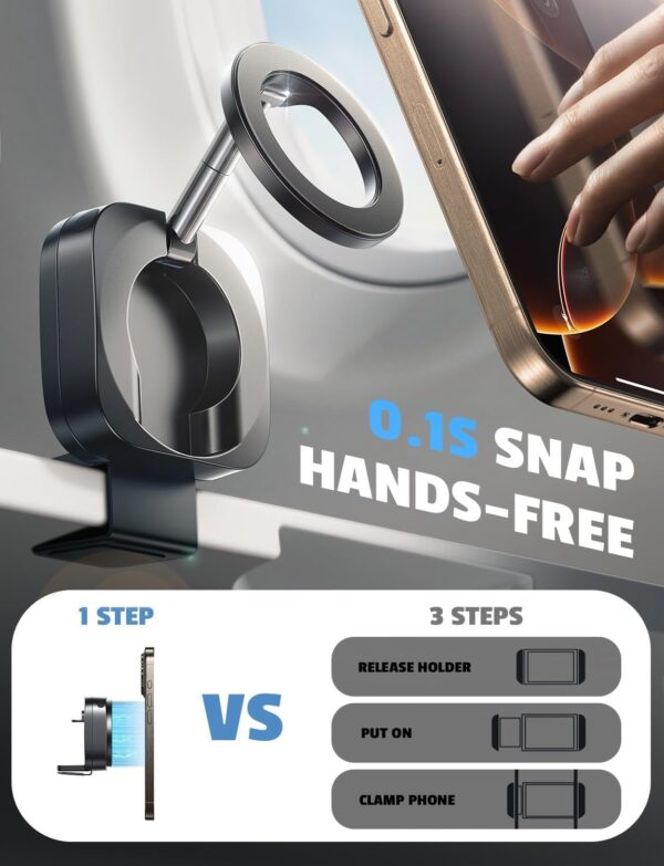 LISEN Airplane Travel Essentials Phone Holder for MagSafe Accessories, Handsfree for MagSafe Phone Stand Plane Travel Essentials for Flying Travel Accessories Long Flight Must Haves for iPhone 16 15 - Image 2
