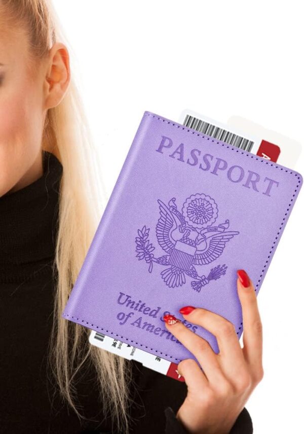 Passport and Vaccine Card Holder Cover Combo, Passport Case /Wallet with Vaccine Card Slot for Women and Men(AL-Purple) - Image 6