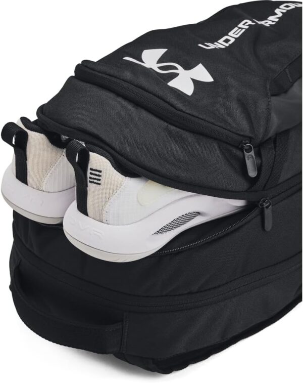 Under Armour Unisex-Adult Hustle 6.0 Backpack, (002) Black/Black/White, One Size Fits Most - Image 5