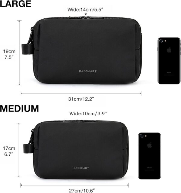 BAGSMART Toiletry Bag for Men, Travel Toiletry Organizer Dopp Kit Water-resistant Shaving Bag for Toiletries Accessories, Door Room Essentials, Black-medium - Image 6