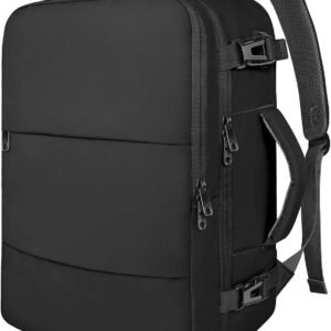 Taygeer Travel Laptop Backpack for Men Women, Airplane Approved Travel Backpack Suitcase with Usb Charging Port, Lightweight College 35l Luggage Bag 15.6inch Laptop Backpack Gifts for Business,Black