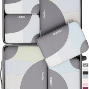 6 Set Packing Cubes for Travel, OlarHike 3 Various Sizes(Large,Medium,Small) Luggage Organizer Bags for Travel Accessories Travel Essentials, Travel Cubes for Carry on Suitcases (Grey)