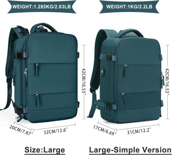 coowoz Large Travel Backpack For Women Men,Carry On Backpack,Hiking Backpack Waterproof Outdoor Sports Rucksack Casual Daypack Travel Essentials（Peacock Blue Minimalist） - Image 2