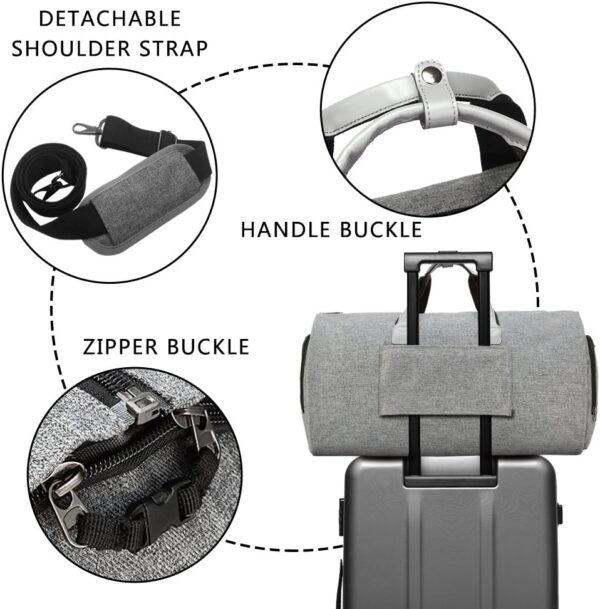 Convertible Garment Bag with Shoulder Strap, Modoker Carry on Garment Duffel Bag for Men Women - 2 in 1 Hanging Suitcase Suit Travel Bags (Grey) - Image 5