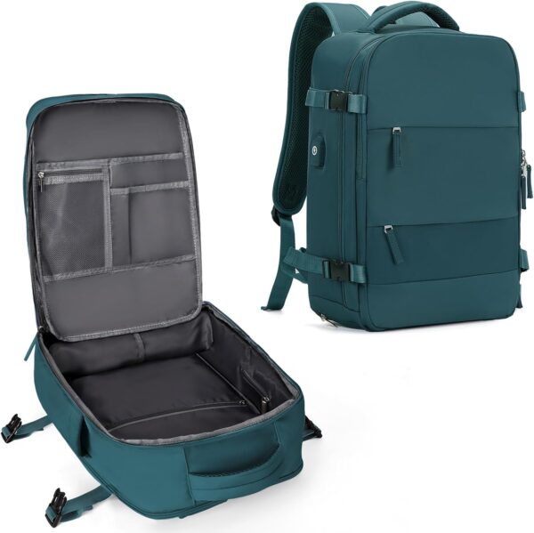 coowoz Large Travel Backpack For Women Men,Carry On Backpack,Hiking Backpack Waterproof Outdoor Sports Rucksack Casual Daypack Travel Essentials（Peacock Blue Minimalist）