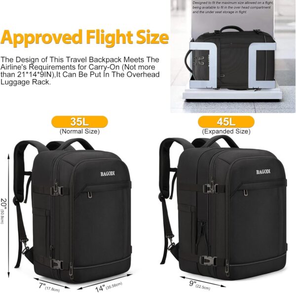Carry On Backpack for Men Women,42L Flight Approved Travel Backpack with 4 Packing cubes,Expandable Water-resistant 17Inch Laptop Backpack,Casual Daypack Businless Weekend Hiking - Image 3