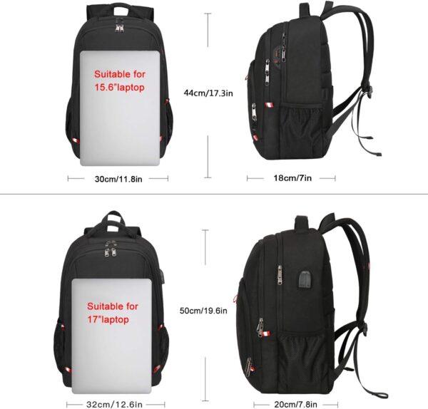 Della Gao Laptop Backpack, Business Travel Backpack with USB Charging Slit for Men Womens, Anti Theft Water Resistant Computer Backpack Fits 15 Inch Laptop and Notebook, Black - Image 5