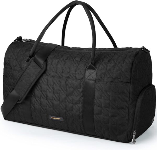 BAGSMART Travel Duffle Bag 50L Large Carry On Bag Weekender Overnight Bag for Men Women with Shoes Compartment, Black