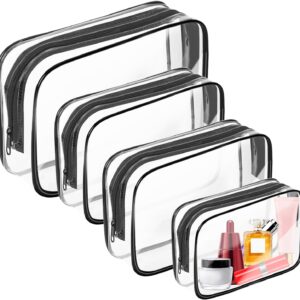 AURUZA 4 Pack Clear Toiletry Bag,Portable Travel Makeup Bags with Zipper, TSA Approved Clear Organizer Bags, PVC Cosmetic Pouch for Airport Airline Compliant