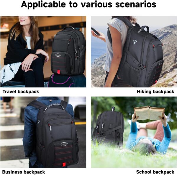 Travel Backpack, Extra Large Backpack, 50L Laptop Backpack for Men, Big Backpack, Water Resistant TSA Approved Business Work College School Computer Bag with USB Port, Fits 17 Inch Laptops - Image 6