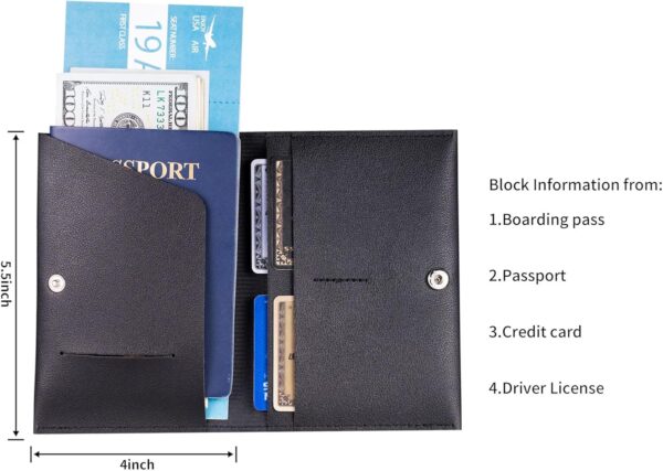 Passport Holder for Travel Passport Wallet Cover Case for Women, Travel Wallet Essentials for Men and Family (Pink &Black) - Image 6
