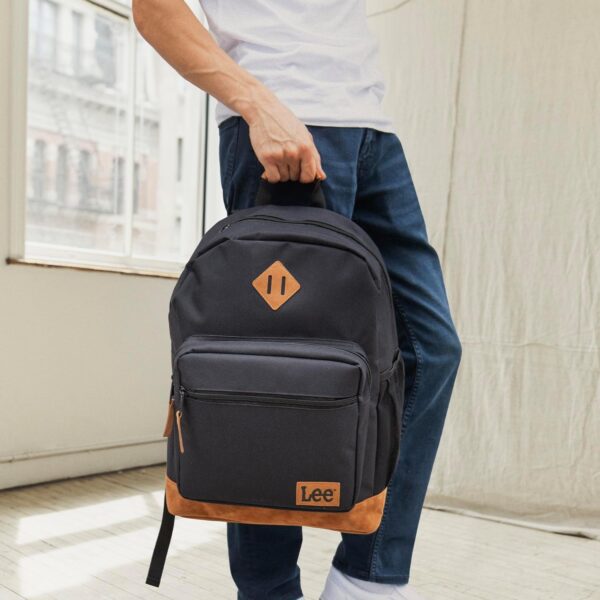 Lee Authentic Jeans Company Study Backpack for Class, Padded Laptop Sleeve Fits 15.6 Inch Notebook (Black) - Image 4