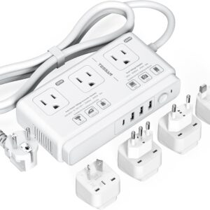 220V to 110V Voltage Converter, TESSAN Universal Travel Adapter with 4 USB Ports (1 USB C), 3 AC Sockets and EU/UK/AU/IT Plug Power Adaptor, Step Down Outlet Converters International Plug Adapter
