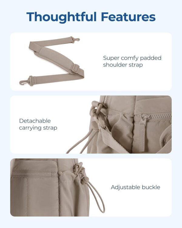 BAGSMART Gym Bag for Women, Duffle Bag for Travel with Wet Pocket, Carry on Weekender Bags for Women, Water Resistant Travel Bag Duffel Bag, Camel - Image 8
