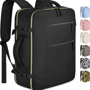 Capolo Travel Backpack for Women Men Waterproof Laptop Backpack Airlines Approved Carry On Backpack Bag Computer Bookbag for Business, Work, Traveling Fits 15.6 Inch Laptop(Black)