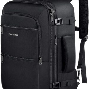 Vancropak Carry On Backpack, 40L Expandable Extra Large Travel Backpack, Flight Approved Water Resistant Luggage Suitcase Daypack, Lightweight Personal Business Weekender Bag for Men & Women, Black