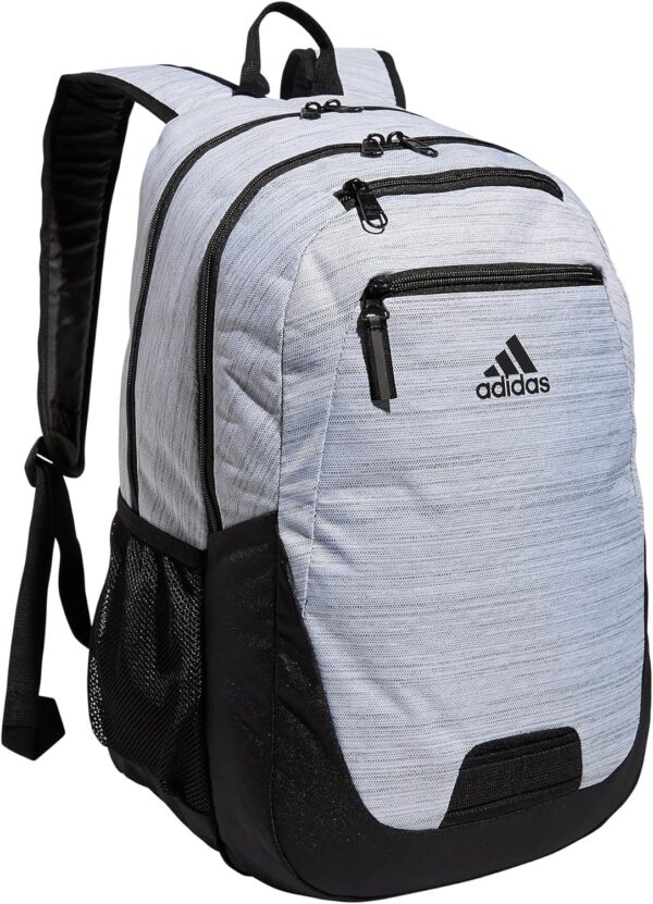 adidas Foundation Backpack (38L) Durable Large Athletic Student Laptop Book Bag for Boys/Girls, Two Tone White/Black, One Size