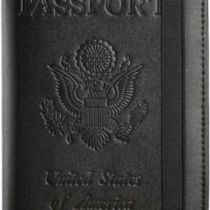 Passport Holder Cover Wallet Travel Essentials RFID Blocking Leather Card Case International Travel Must Haves Travel Accessories for Women Men(101#Black)