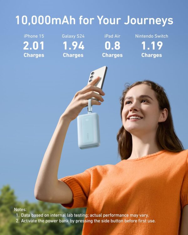 Anker Zolo Power Bank, 10,000mAh 30W Max Fast Portable Charger with Built-in USB-C and MFi Certified Lightning Cables, 1 USB-C, 1 USB-A, Battery Pack for iPhone 16/15 Series, MacBook, Galaxy (Black) - Image 4