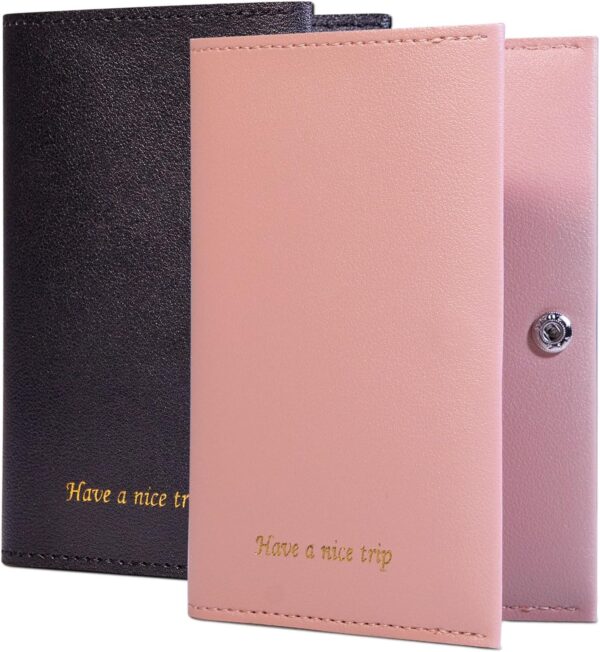 Passport Holder for Travel Passport Wallet Cover Case for Women, Travel Wallet Essentials for Men and Family (Pink &Black)