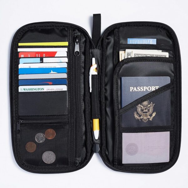 Amazon Basics RFID Travel Passport Wallet Organizer, 10 x 5 Inches, Black, Solid - Image 2
