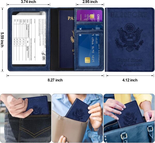 Passport and Vaccine Card Holder Combo, Passport Holder with Vaccine Card Slot, Passport Wallet, Passport Cover, Passport Case, Passport Holder for Women and Men… - Image 2