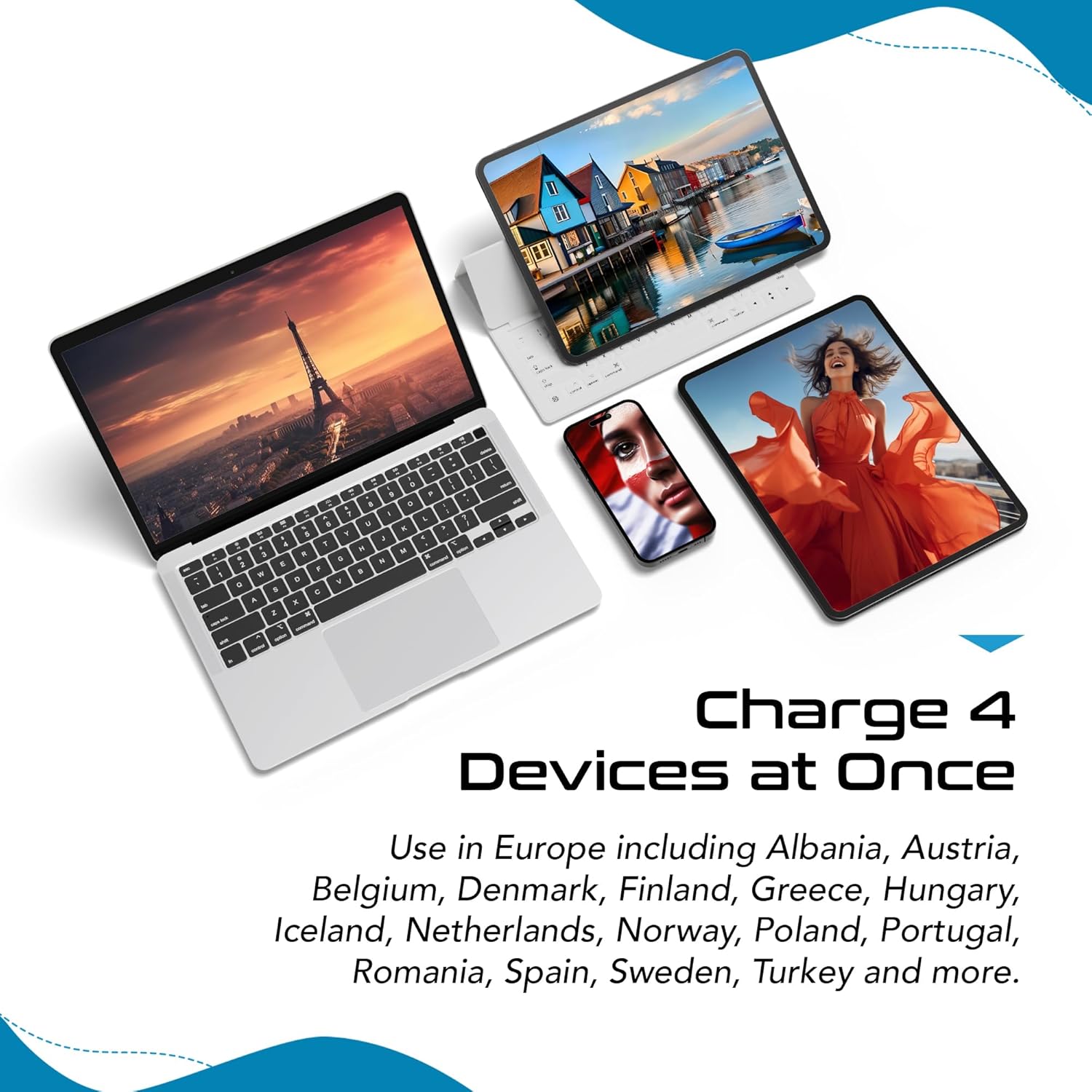 Ceptics European Plug Travel Adapter Set, 20W PD & QC, Safe Dual USB & USB-C - 2 USA Socket - Compact - Use in Germany, France, Italy, UK - Includes Type E/F, Type C, Type G SWadAPt Attachments - Image 7