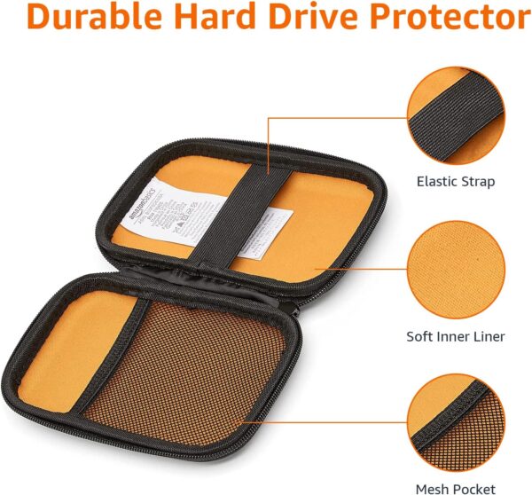 Amazon Basics Small Hard Shell Carrying Case For My Passport Essential External Hard Drive 1 Pack, Black - Image 6