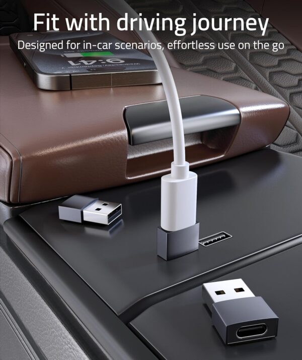 Syntech USB C Female to USB Male Adapter Pack of 3 [Travel Must Haves, Aluminum] USB C to USB Adapter, Type C Charger Cable Power Converter Compatible with iPhone 15 Apple Watch AirPods CarPlay, etc. - Image 5