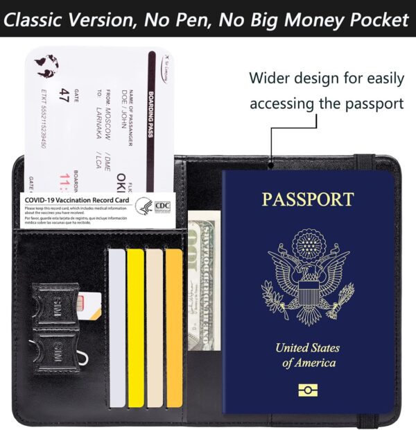 Passport Holder Cover Wallet Travel Essentials RFID Blocking Leather Card Case International Travel Must Haves Travel Accessories for Women Men(101#Black) - Image 3