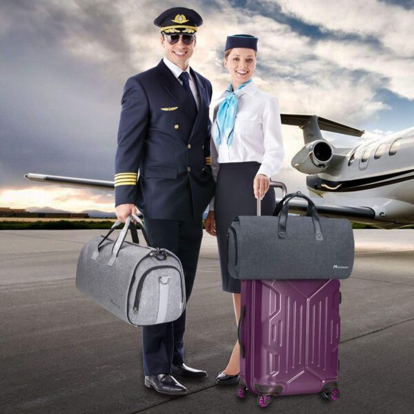 Convertible Garment Bag with Shoulder Strap, Modoker Carry on Garment Duffel Bag for Men Women - 2 in 1 Hanging Suitcase Suit Travel Bags (Grey) - Image 6