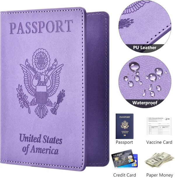 Passport and Vaccine Card Holder Cover Combo, Passport Case /Wallet with Vaccine Card Slot for Women and Men(AL-Purple) - Image 4