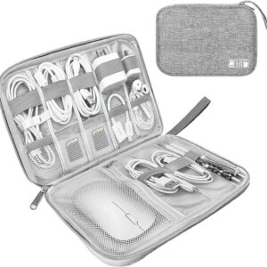 Electronics Travel Organizer,Portable Waterproof Electronic Travel Storage Bag for Small Charging Cord Storage,Charger,Small Electronics,SD Card etc,for Travel,Business -Grey