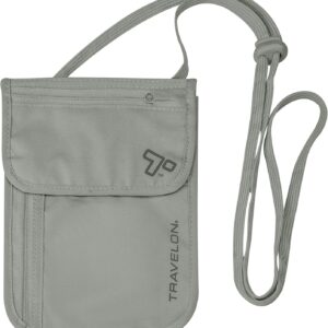 Travelon RFID Blocking Undergarment Neck Pouch, Gray, 8 x 5.25 x .125