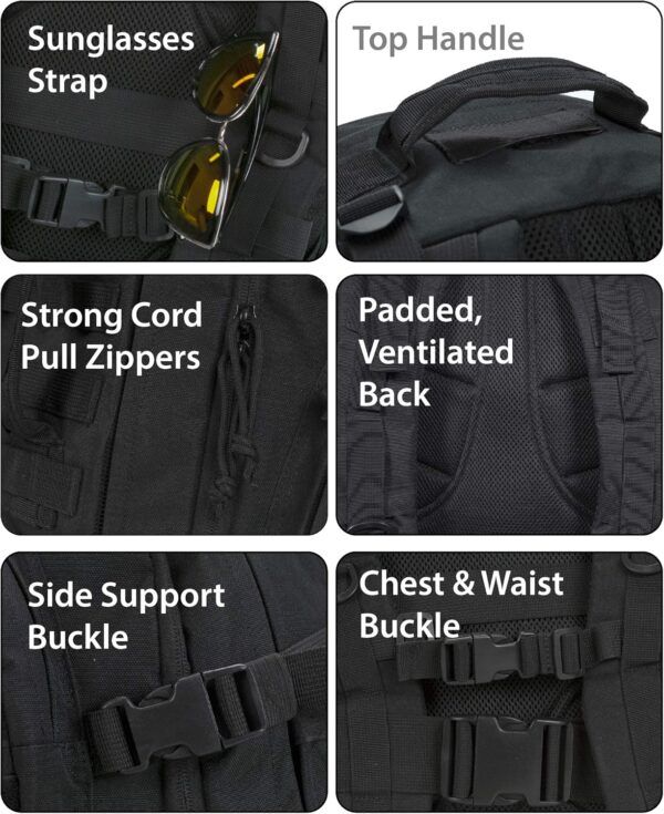 Rockland Military Tactical Laptop Backpack, Black, Large - Image 5